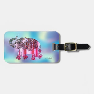 Elegant Paisley Elephant,Holographic Luggage Tag
