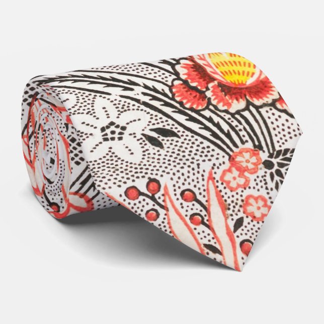 Elegant paisley Floral pattern Grey and pink  Tie (Rolled)