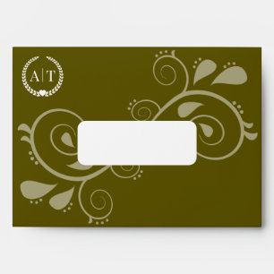 Elegant Paisley Monogram with Return Address Envelope