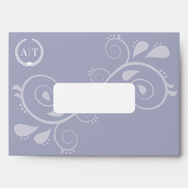 Elegant Paisley Monogram with Return Address Envelope (Front)