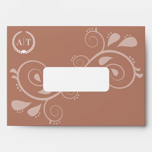 Elegant Paisley Monogram with Return Address Envelope (Front)