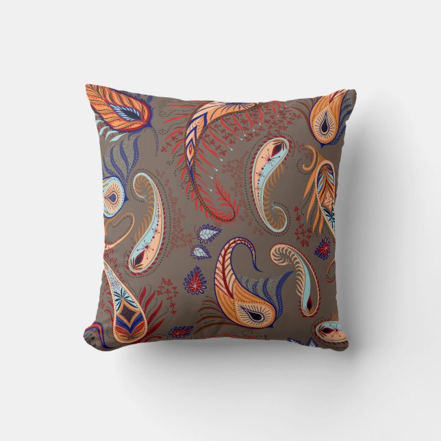Elegant Paisley Print: Vintage Pattern Cushion (Front)