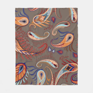 Elegant Paisley Print: Vintage Pattern Fleece Blanket