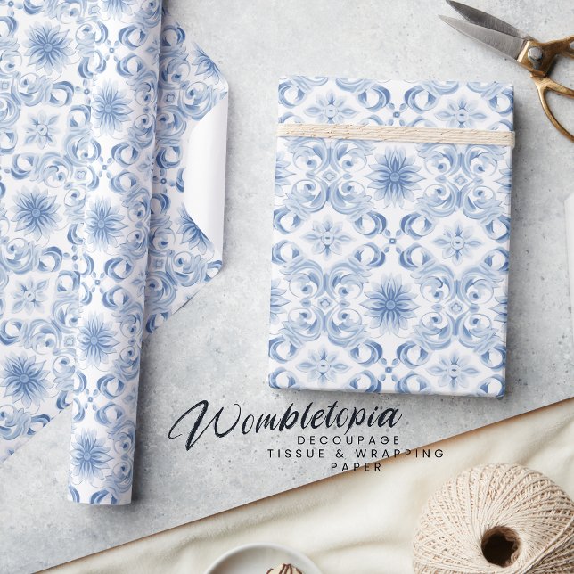 Elegant Pale Blue Floral Pattern Wrapping Paper (Creator Uploaded)