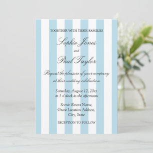 Elegant Pale Blue Stripes Wedding Invitation
