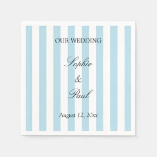 Elegant Pale Blue Stripes Wedding Napkins