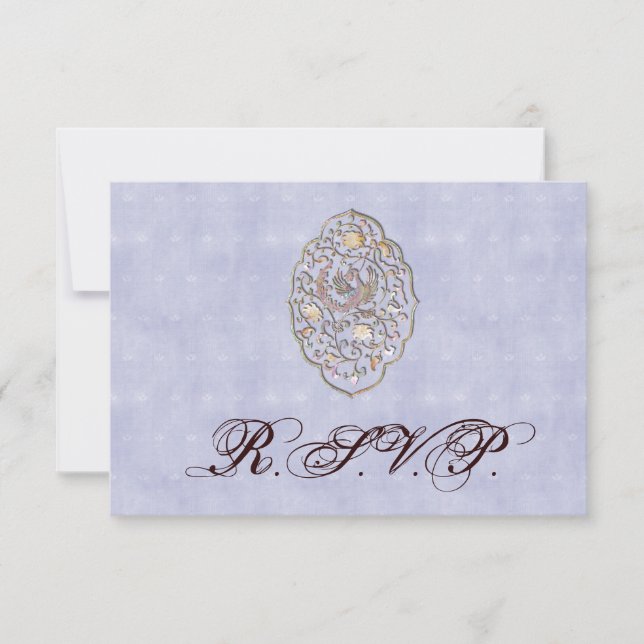 Elegant Pale Blue Vintage Wedding RSVP (Front)