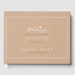 elegant pale brown wedding guest-book guest book