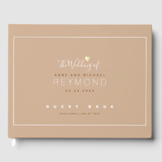 elegant pale brown wedding guest-book guest book (Front)