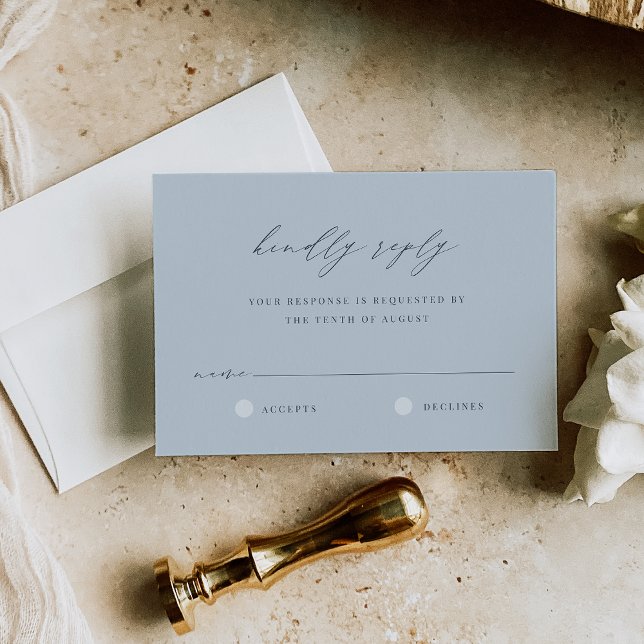 Elegant Pale Coastal Blue Wedding RSVP Card (Creator Uploaded)