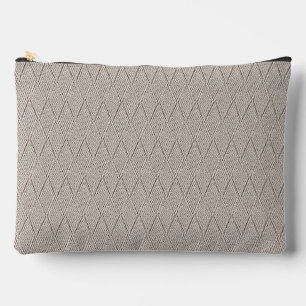 Elegant Pale Cream Faux Diamond Knit Pattern Accessory Pouch