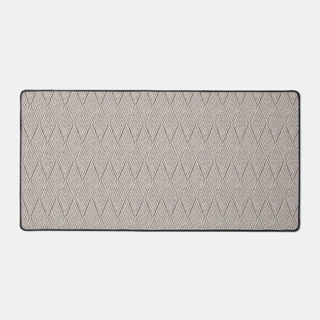 Elegant Pale Cream Faux Diamond Knit Pattern  Desk Mat (Front)