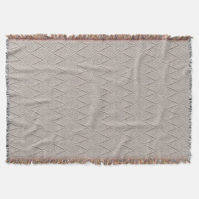 Elegant Pale Cream Faux Diamond Knit Pattern  Throw Blanket (Front)