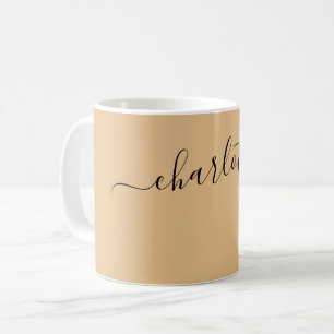 Elegant Pale Gold Colour Modern Name Personalised Coffee Mug