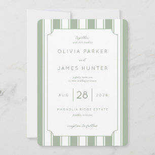 Elegant Pale Green Stripes Invitation