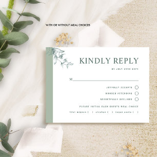 Elegant Pale Green Wedding With/without Meal RSV RSVP Card