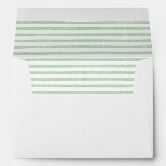 Elegant Pale Green White Seersucker Return Address Envelope (Back (Bottom))