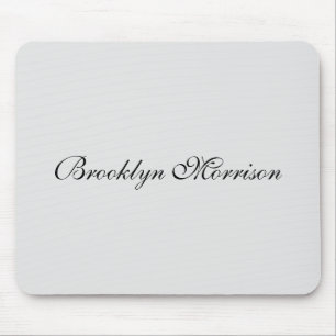 Elegant pale grey custom script monogram name mouse mat