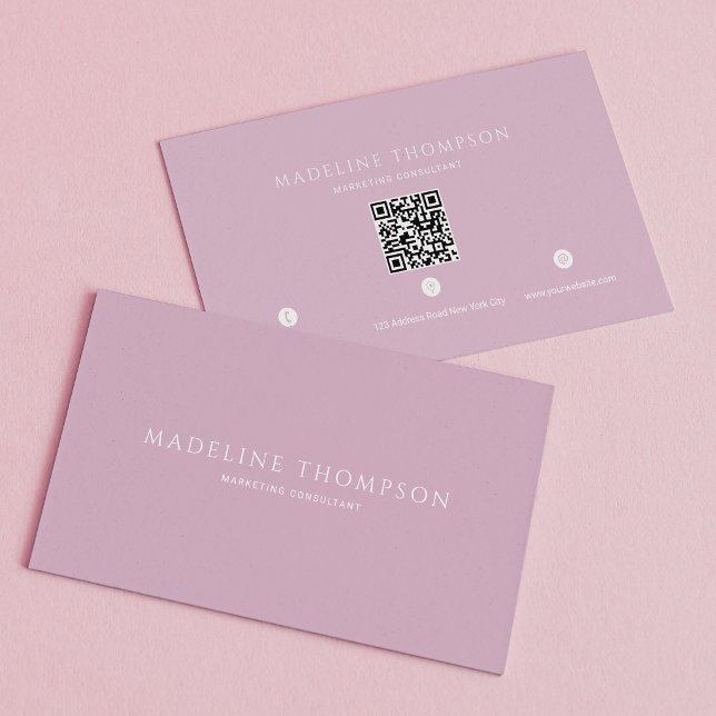 Elegant Pale Lavender Minimalist Qr Code Business Card (Creator Uploaded)