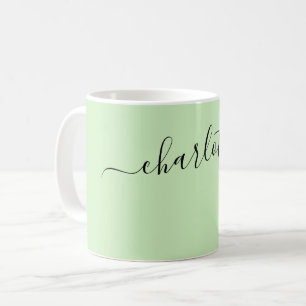 Elegant Pale Mint Colour Modern Name Personalised Coffee Mug