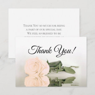 Elegant Pale Peach Mirrored Rose Simple Wedding Thank You Card