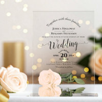 Elegant Pale Peach Rose Lacy Calligraphy Wedding