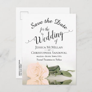 Elegant Pale Peach Rose Wedding Save the Date Announcement Postcard
