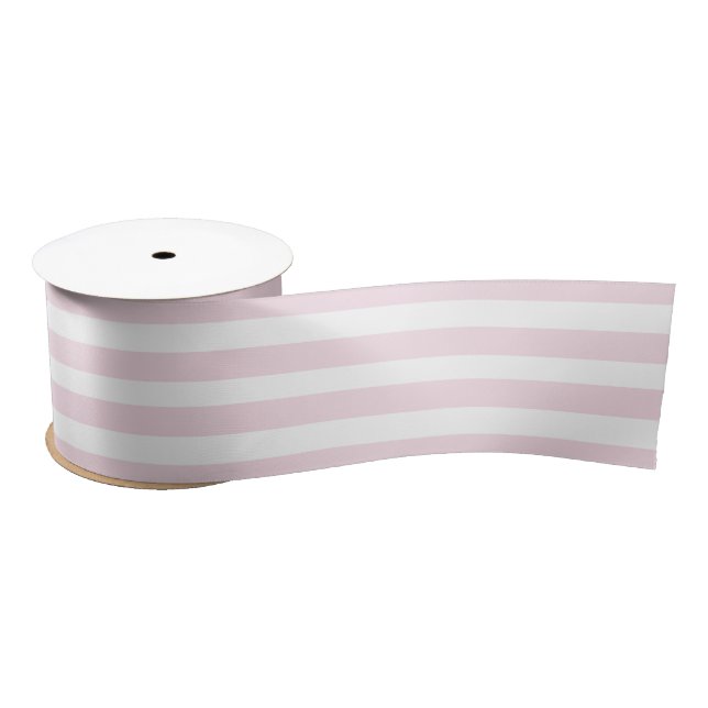 Elegant Pale Pink and White Striped Satin Ribbon (Spool)