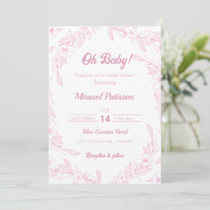 Elegant pale pink floral Baby Shower Invitation