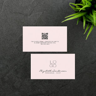 Elegant Pale Pink Luxury Script QR CODE Business Card