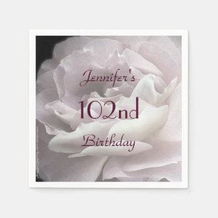 Elegant Pale Pink Rose Floral 102nd Birthday Party Napkin