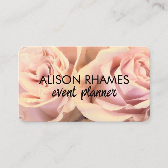 elegant pale pink rose petals custom  business card (Front)