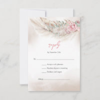 Elegant pale pink roses pampas and sage green RSVP