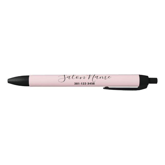 Elegant Pale Pink with Black Script Salon Name Ink Pen (Bottom)