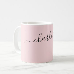 Elegant Pale Rose Colour Modern Name Personalised Coffee Mug