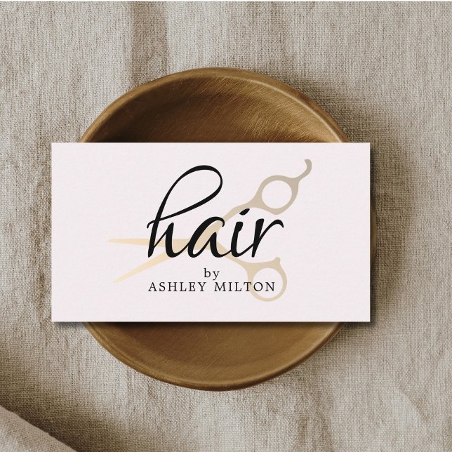 Elegant Pale Rose Faux Metal Scissors Hairstylist Business Card (Creator Uploaded)