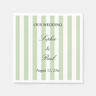 Elegant Pale Sage Stripes Wedding Napkins
