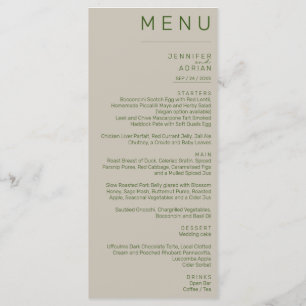 Elegant Pale Silver Minimal Modern Wedding Dinner Menu