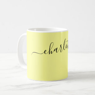 Elegant Pale Yellow Colour Modern Name Personalise Coffee Mug