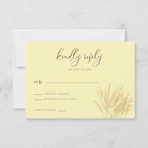 Elegant Pale Yellow Wheat Stalks RSVP Card