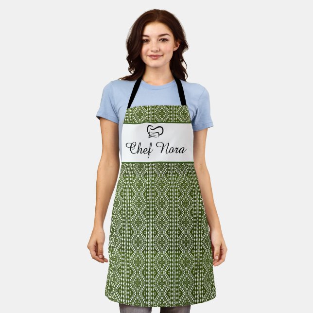 Elegant Palestinian Tateez in Green  Apron (Worn)