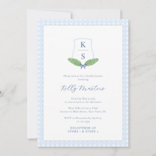 Elegant Palm Leaf Monogram Southern Bridal Shower Invitation