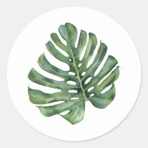 Elegant Palm Leaf Tropical Aloha Wedding Favour Classic Round Sticker