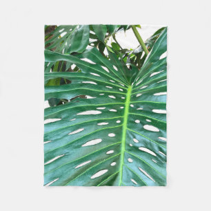 Elegant Palm Leaf tropical jungle rainforest leaf Fleece Blanket