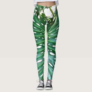 Elegant Palm Leaf tropical jungle rainforest leaf Leggings
