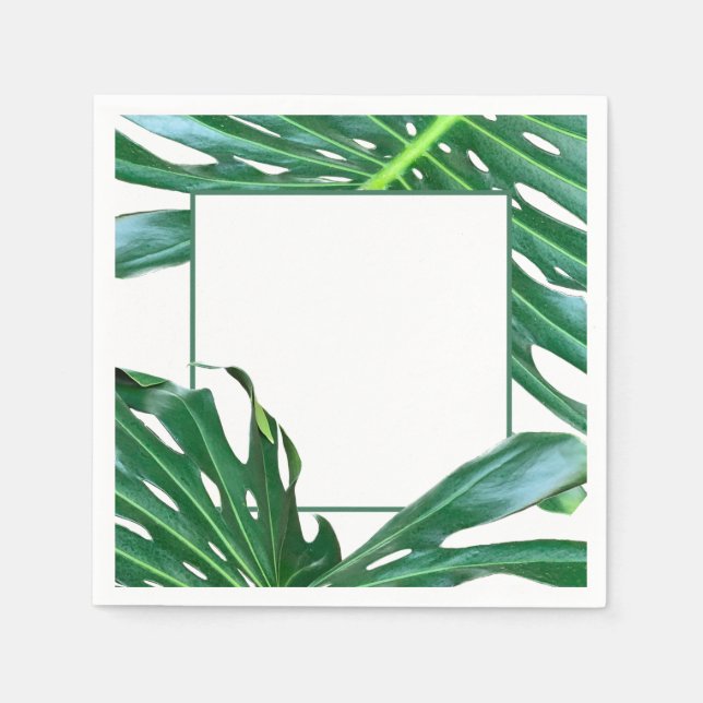 Elegant Palm Leaf tropical jungle rainforest leaf Napkin (Front)