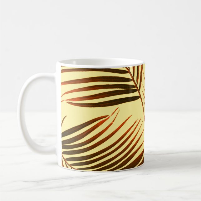 Elegant Palm Repeat Pattern Design Coffee Mug (Left)
