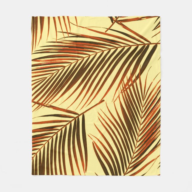 Elegant Palm Repeat Pattern Design Fleece Blanket (Front)