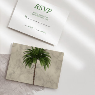 Elegant  Palm Tree  Chic Wedding RSVP Card