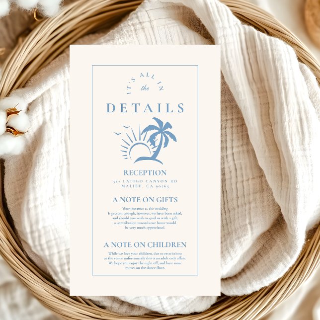 Elegant Palm Tree Hand Drawn  Wedding Enclosure Card (Creator Uploaded)